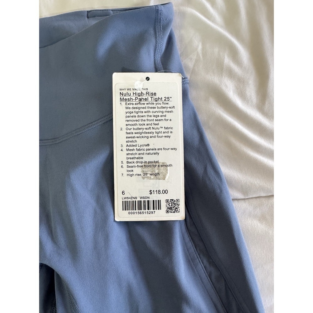 New Lululemon Nulu High-Rise Mesh-Panel Tight 25" Washed Denim Size 6 Blue - Picture 2 of 11